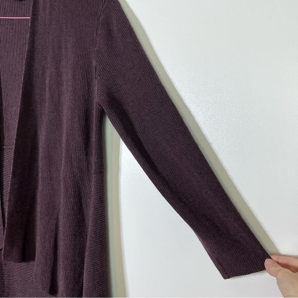 Eileen Fisher Silk/Cashmere Rib Flutter Front Cardigan Sweater Size Small EUC - Picture 4 of 6